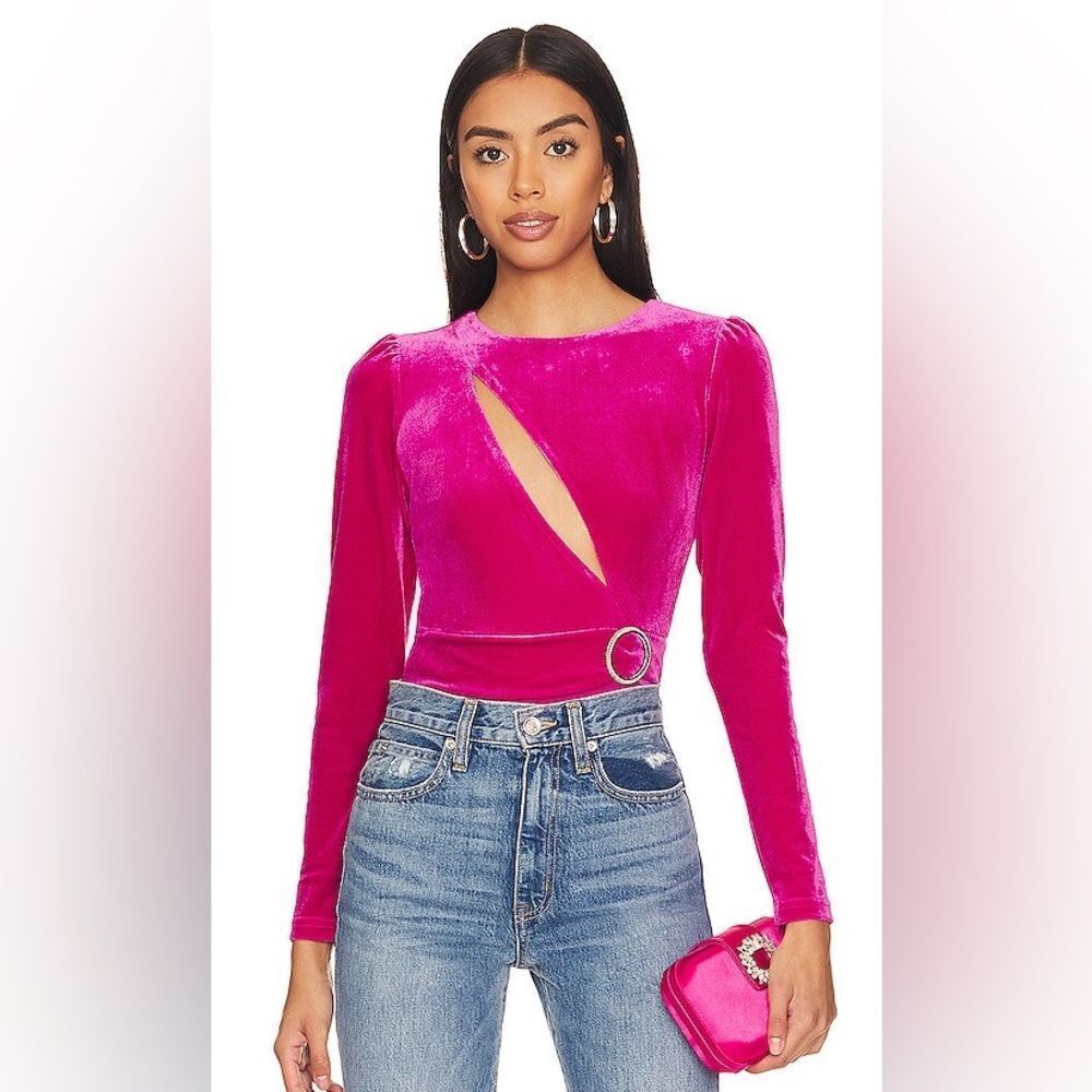 Revolve superdown Fuchsia Cut-Out Bodysuit Medium
